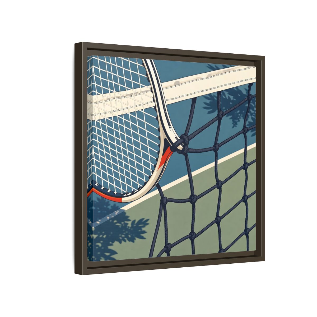 Side Mockup 14. Close-Up Tennis Racket shown as framed canvas print