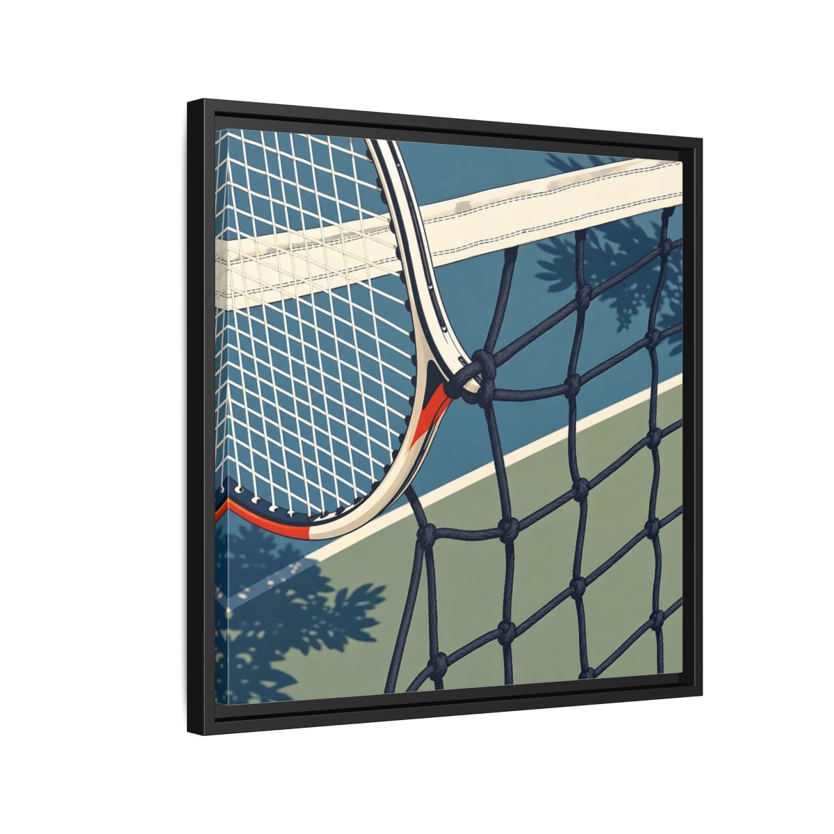 Side Mockup 12. Close-Up Tennis Racket shown as framed canvas print