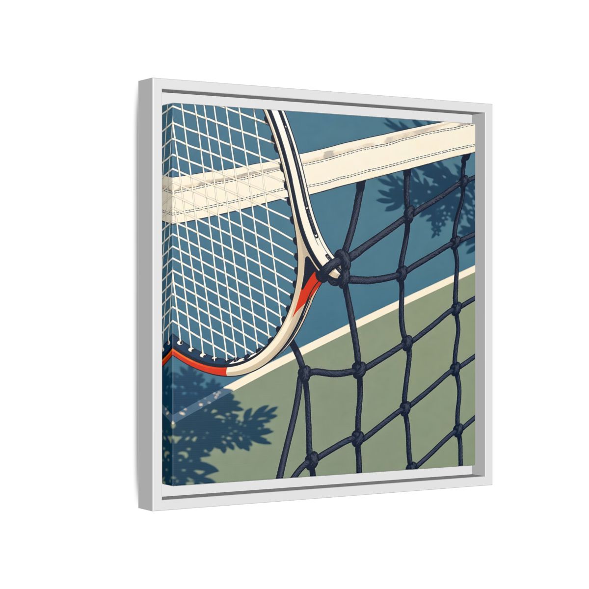Side Mockup 13. Close-Up Tennis Racket shown as framed canvas print