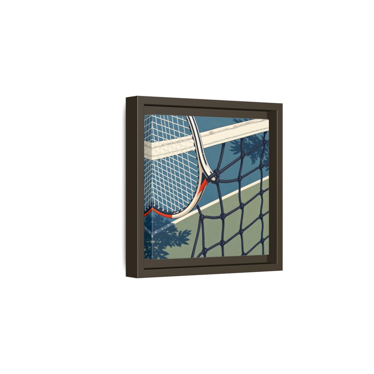 Side Mockup 2. Close-Up Tennis Racket shown as framed canvas print