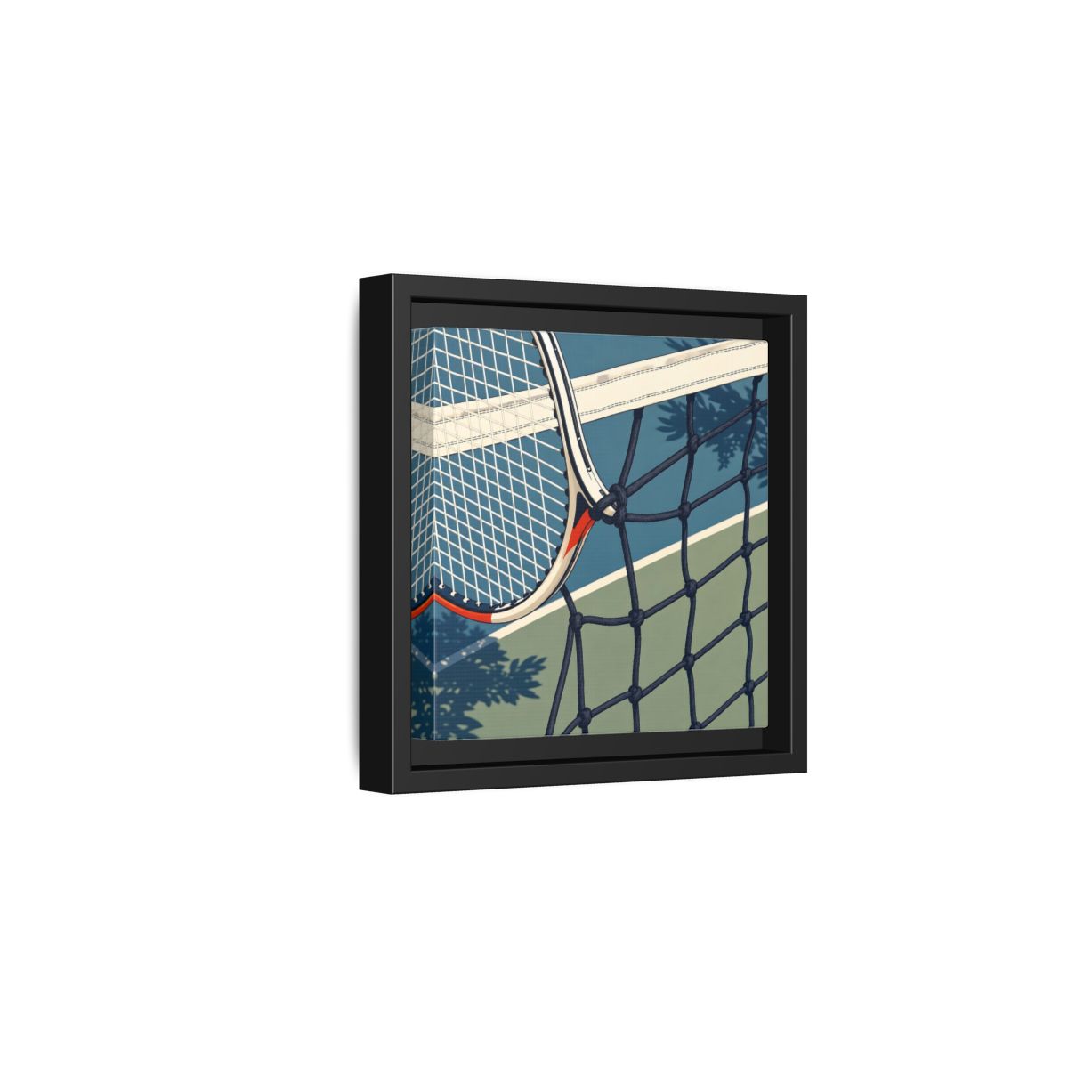 Side Mockup 3. Close-Up Tennis Racket shown as framed canvas print