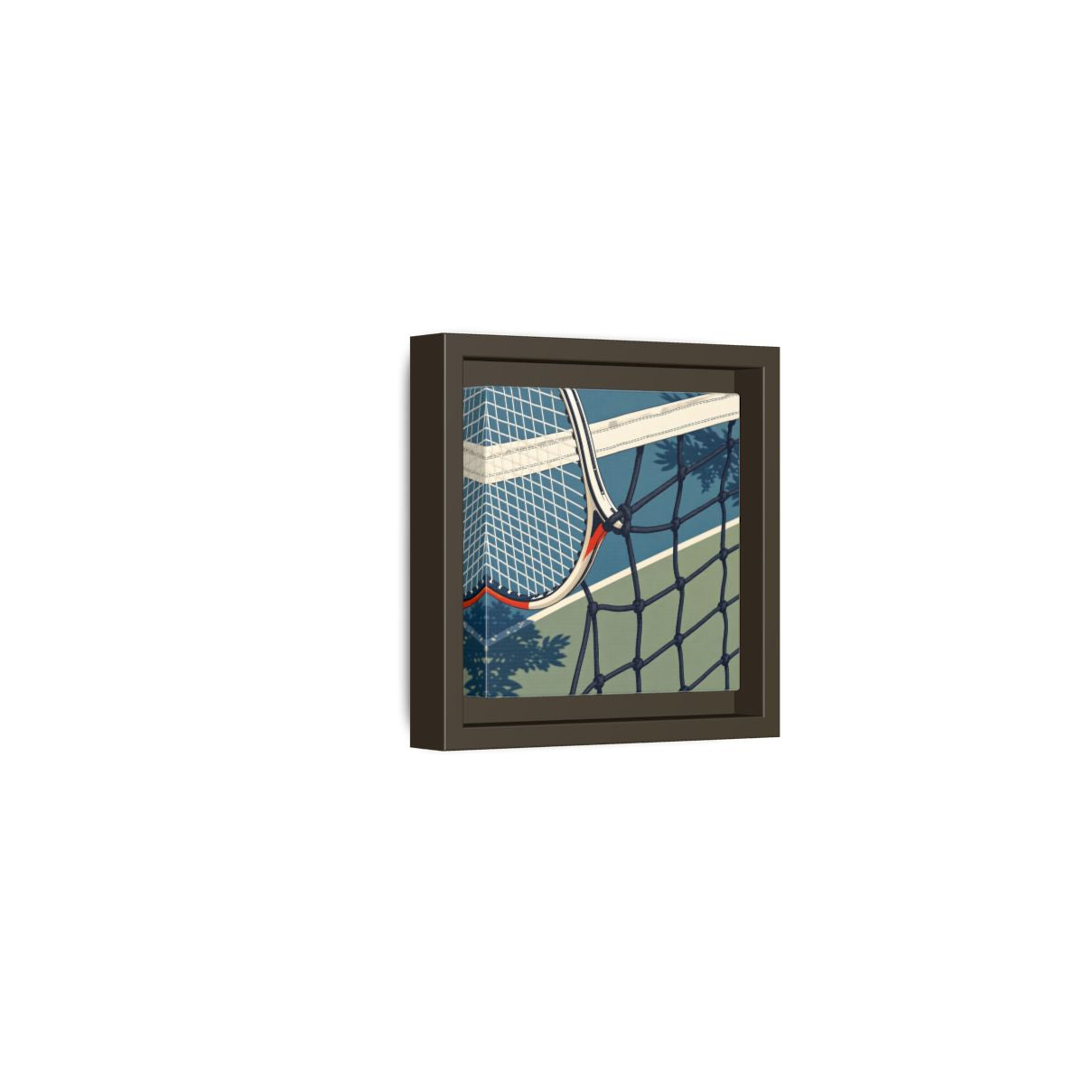 Side Mockup 23. Close-Up Tennis Racket shown as framed canvas print