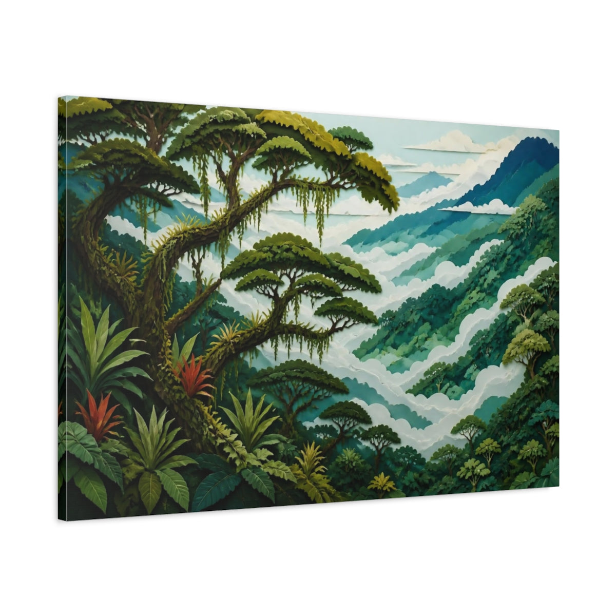 Main Mockup. Cloud Forest Landscape shown as canvas print
