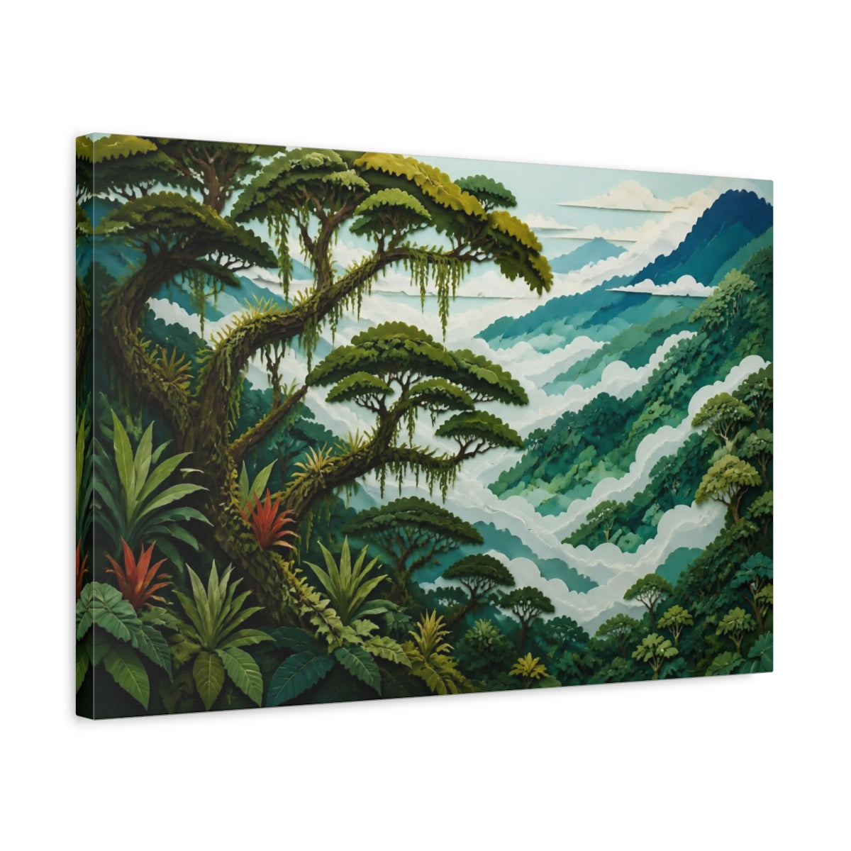 Side Mockup 3. Cloud Forest Landscape shown as canvas print