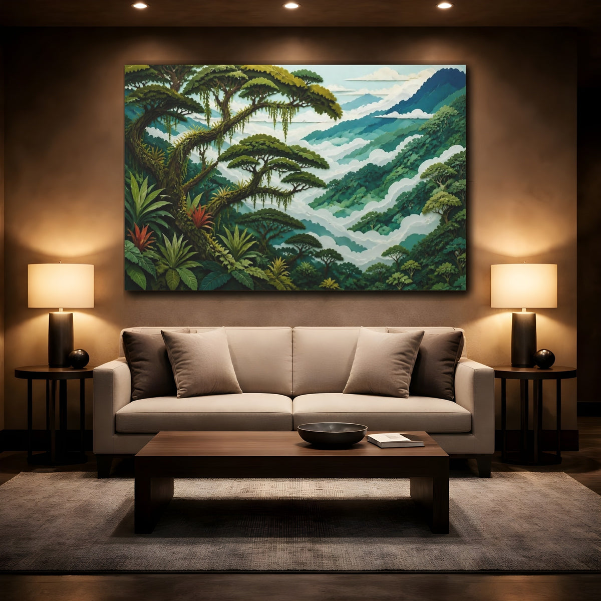 Mockup 2. Cloud Forest Landscape shown as canvas print