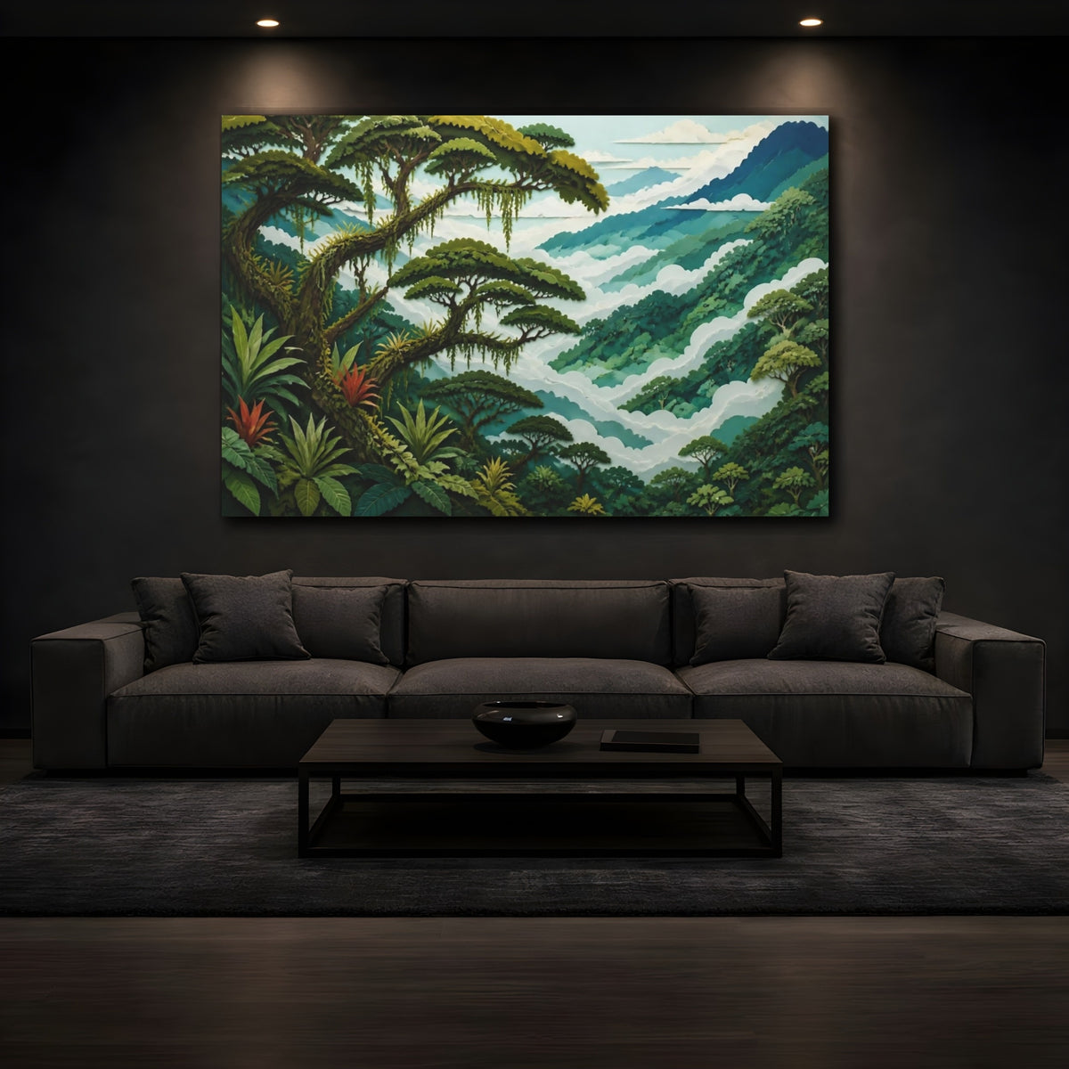 Mockup 3. Cloud Forest Landscape shown as canvas print