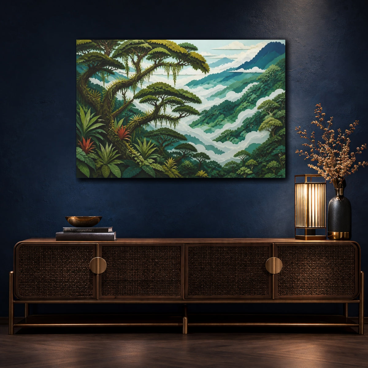 Mockup 4. Cloud Forest Landscape shown as canvas print