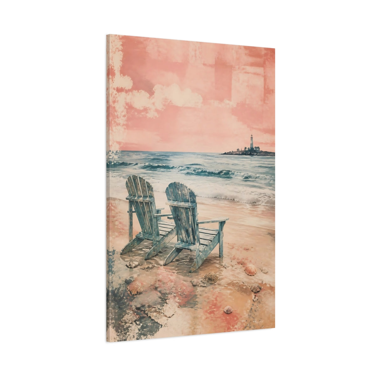 Side Mockup 1. Coastal Adirondack Chairs shown as canvas print