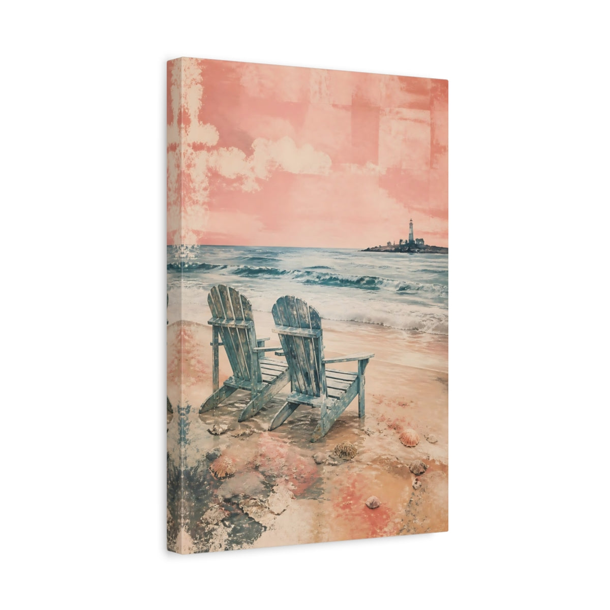 Side Mockup 4. Coastal Adirondack Chairs shown as canvas print