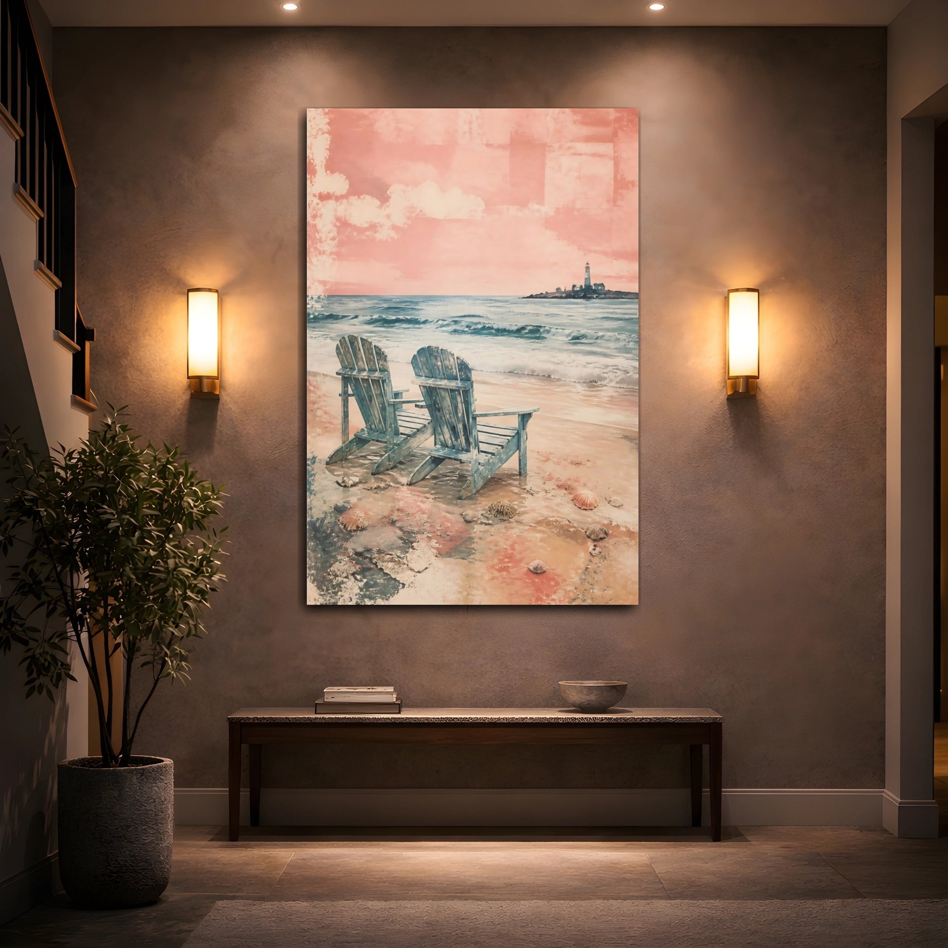 Mockup 2. Coastal Adirondack Chairs shown as canvas print