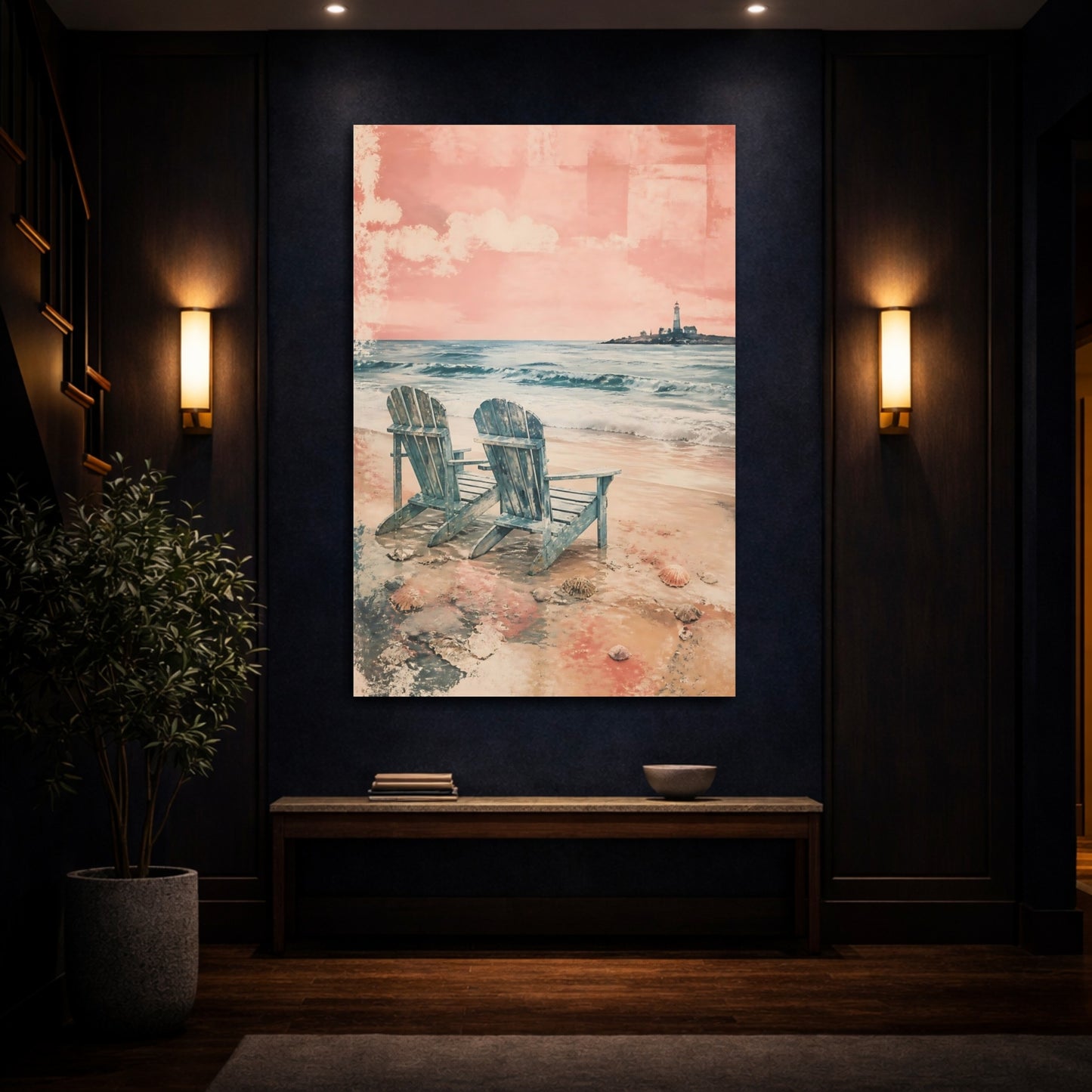 Mockup 4. Coastal Adirondack Chairs shown as canvas print