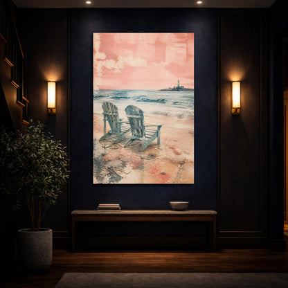 Mockup 4. Coastal Adirondack Chairs shown as canvas print