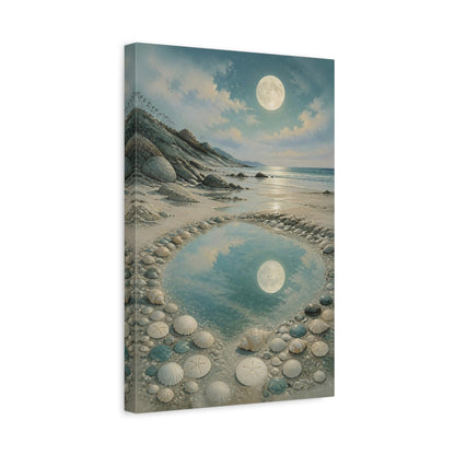 Side Mockup 4. Coastal Beach Moonlit Tide Pool shown as canvas print