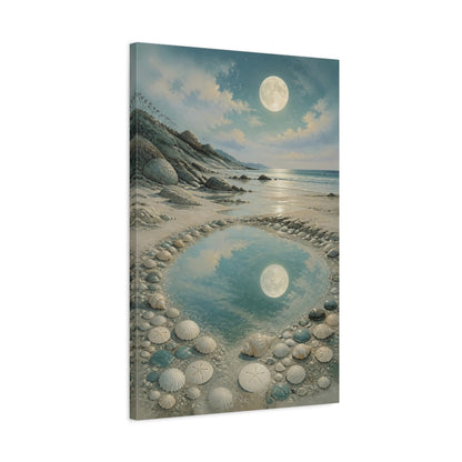 Side Mockup 2. Coastal Beach Moonlit Tide Pool shown as canvas print