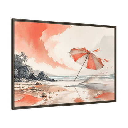 Side Mockup 8. Coastal Beach Umbrella shown as framed canvas print