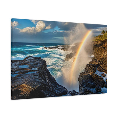 Main Mockup. Coastal Blowhole Rainbow shown as canvas print
