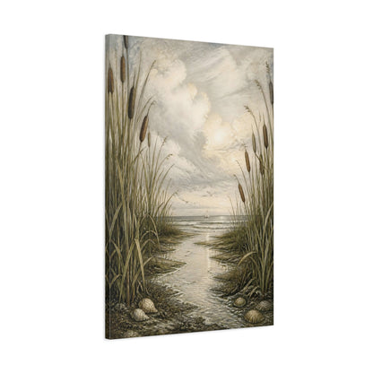 Main Mockup. Coastal Cattails shown as canvas print