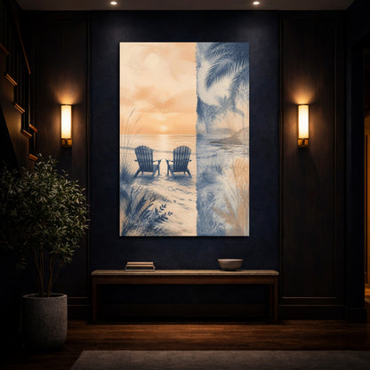 Mockup 4. Coastal Chairs At Sunset shown as canvas print