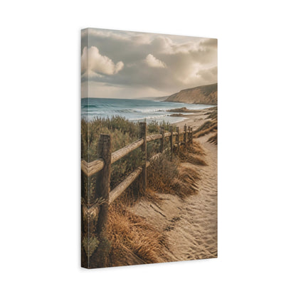Side Mockup 4. Coastal Driftwood Fence shown as canvas print