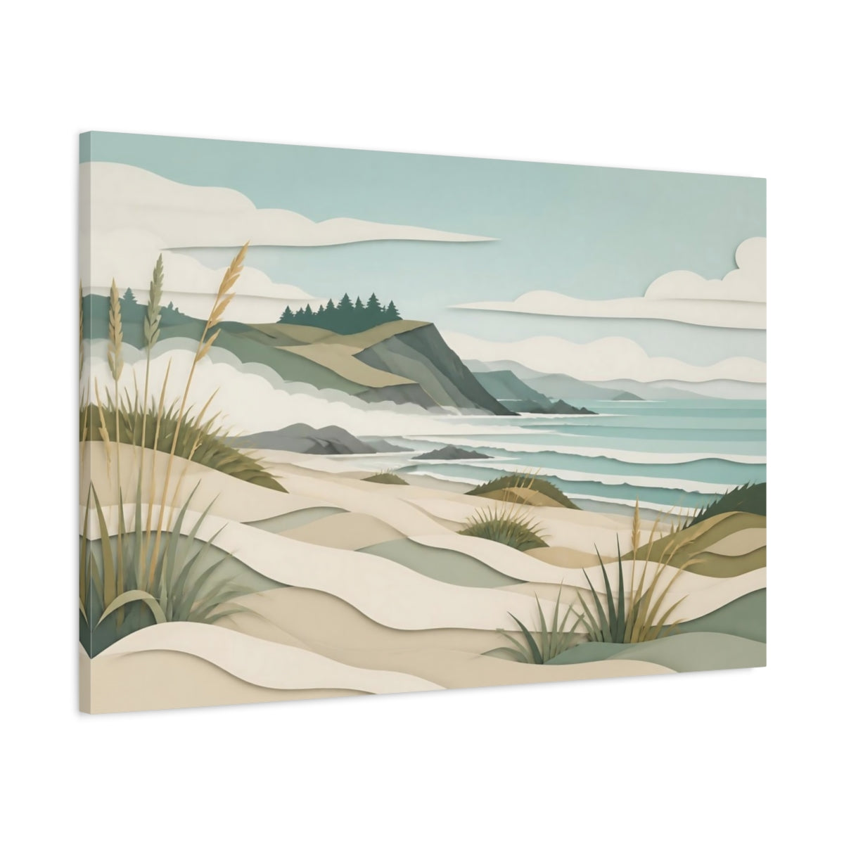 Main Mockup. Coastal Dune Landscape shown as canvas print