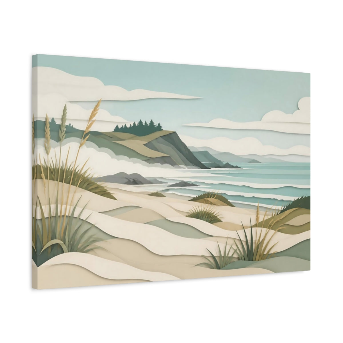 Side Mockup 2. Coastal Dune Landscape shown as canvas print