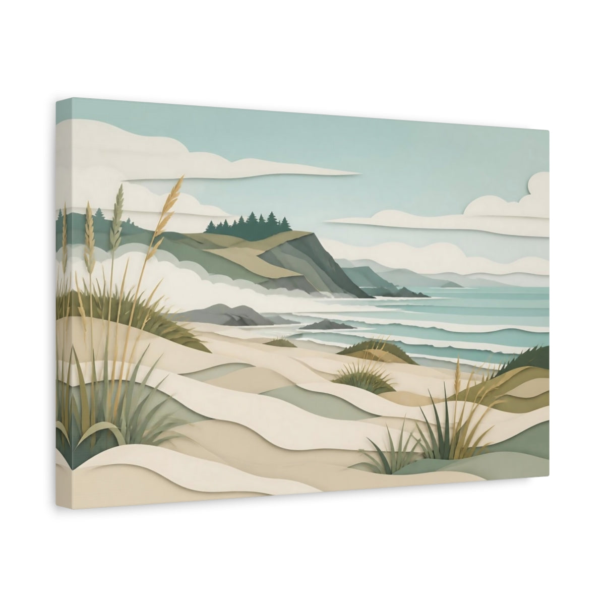 Side Mockup 4. Coastal Dune Landscape shown as canvas print