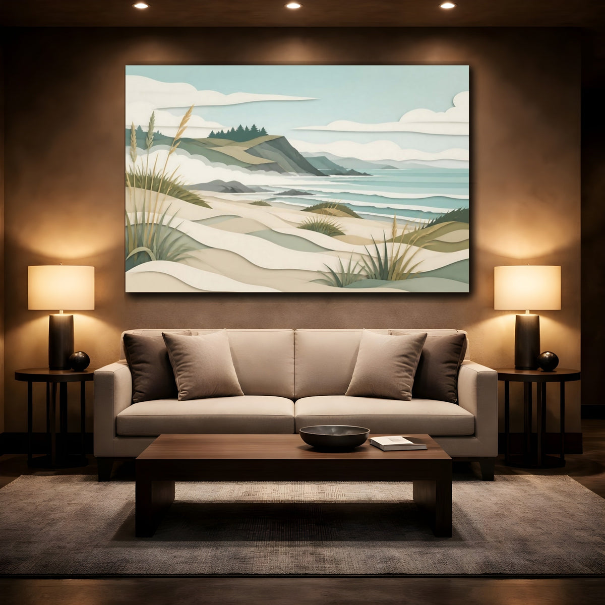 Mockup 2. Coastal Dune Landscape shown as canvas print