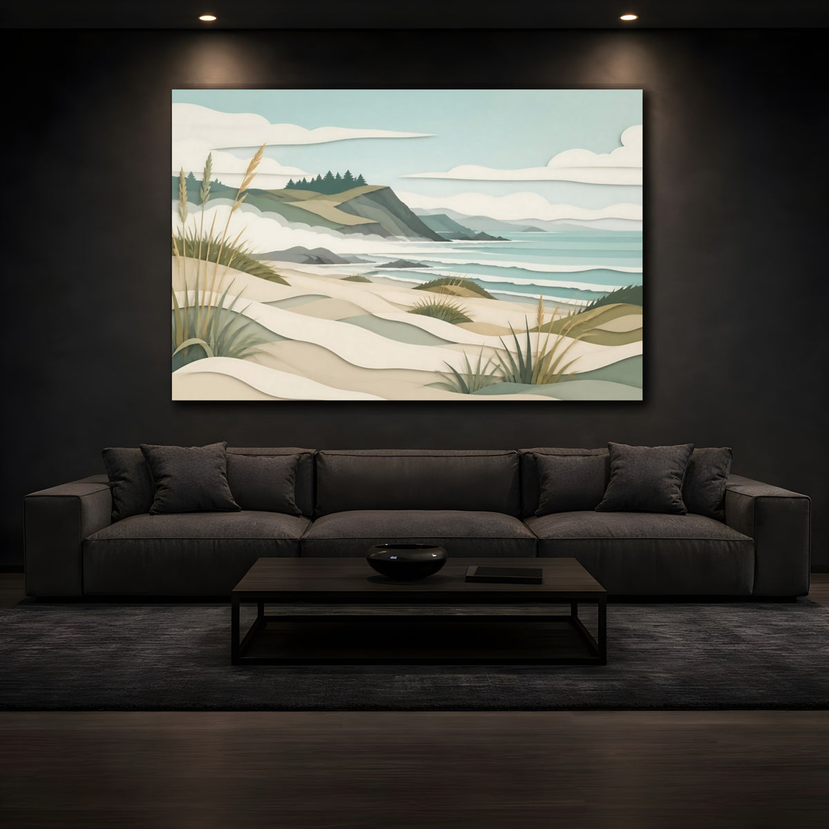 Mockup 3. Coastal Dune Landscape shown as canvas print