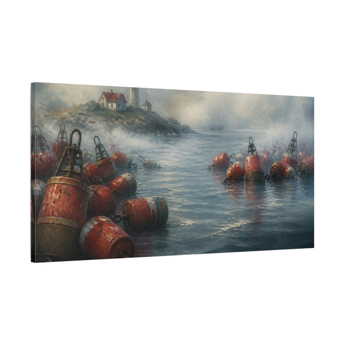 Main Mockup. Coastal Harbor Buoys shown as canvas print