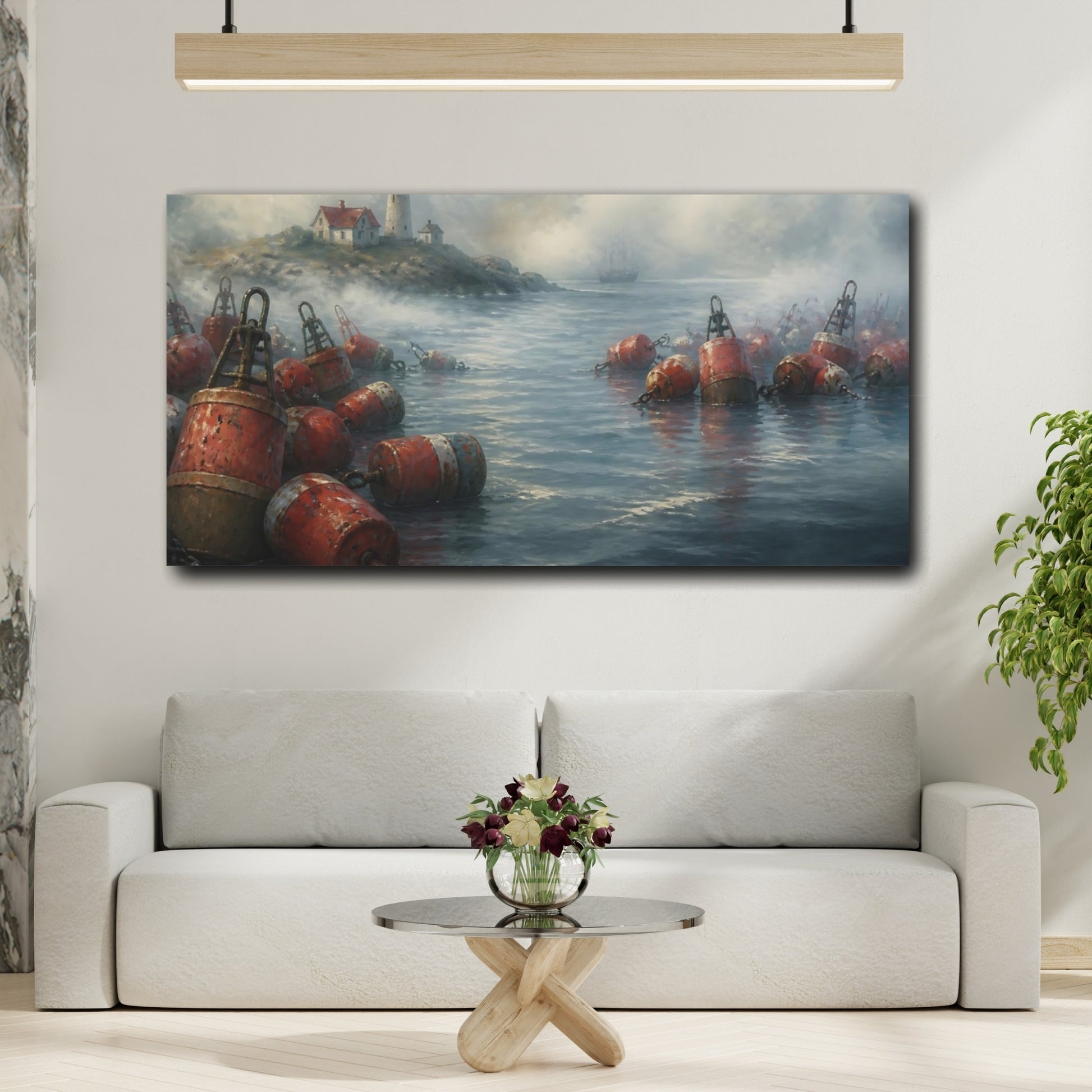 Mockup 2. Coastal Harbor Buoys shown as canvas print