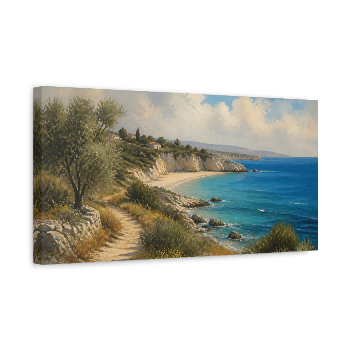 Side Mockup 3. Coastal Headland Path shown as canvas print