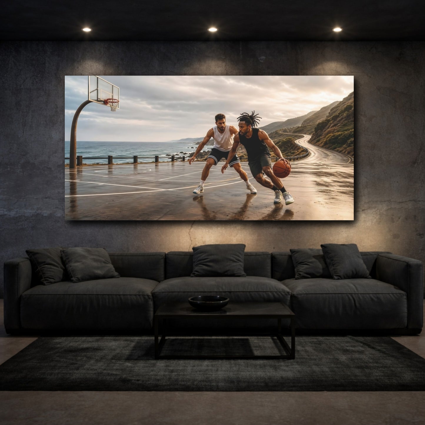 Mockup 3. Coastal Hoop Showdown shown as canvas print