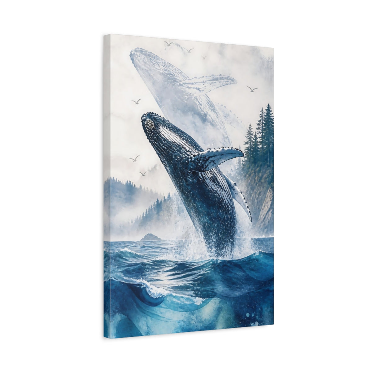 Side Mockup 3. Coastal Humpback Whale shown as canvas print