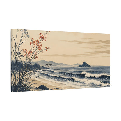 Main Mockup. Coastal Ink Waves shown as canvas print