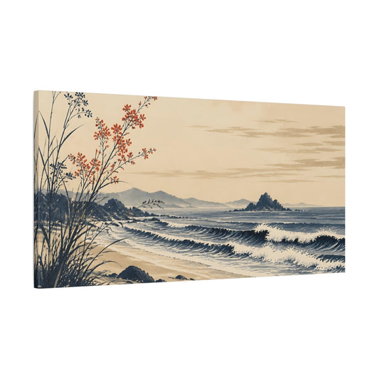 Main Mockup. Coastal Ink Waves shown as canvas print