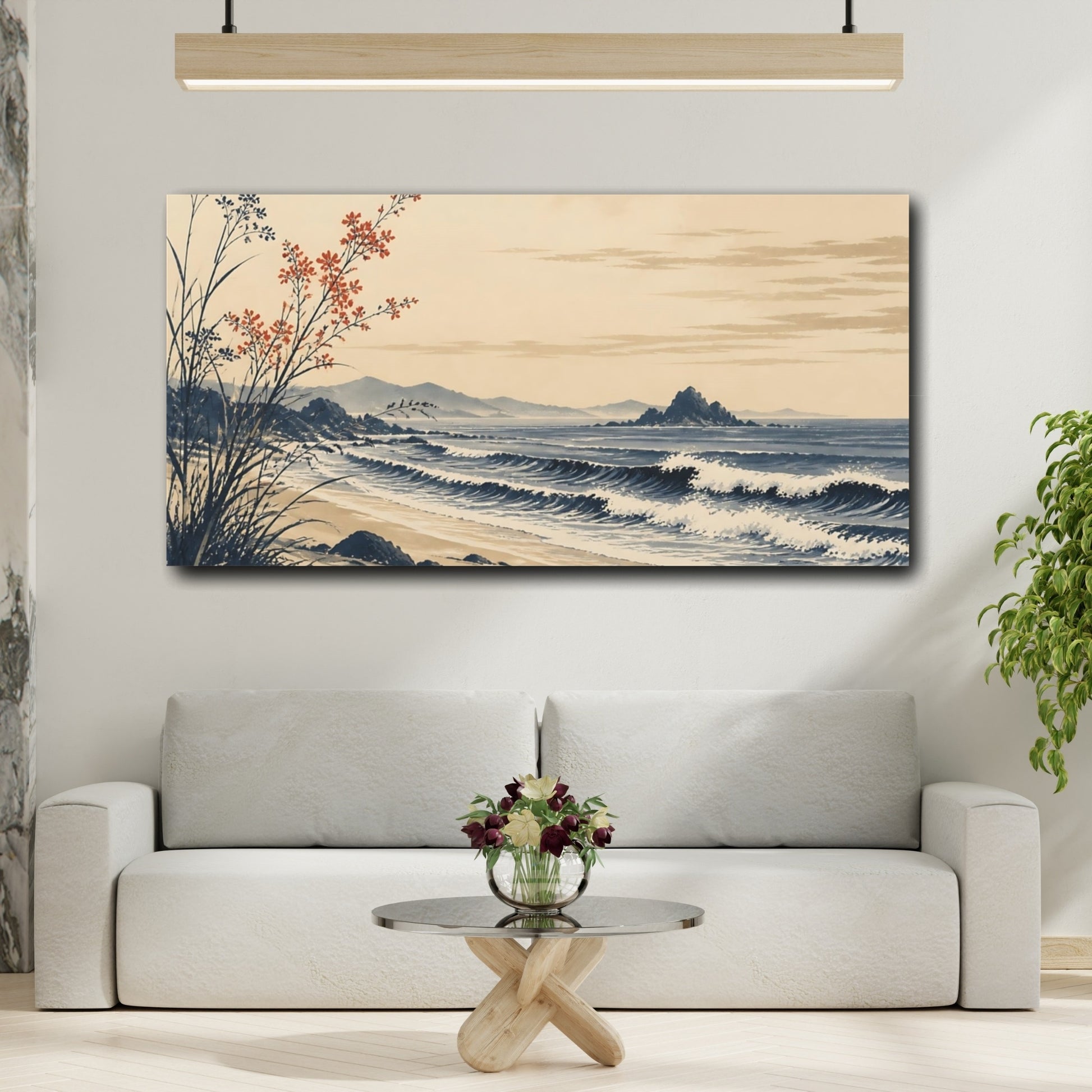 Mockup 2. Coastal Ink Waves shown as canvas print