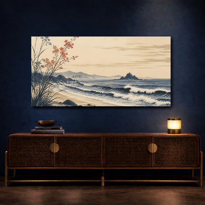 Mockup 4. Coastal Ink Waves shown as canvas print