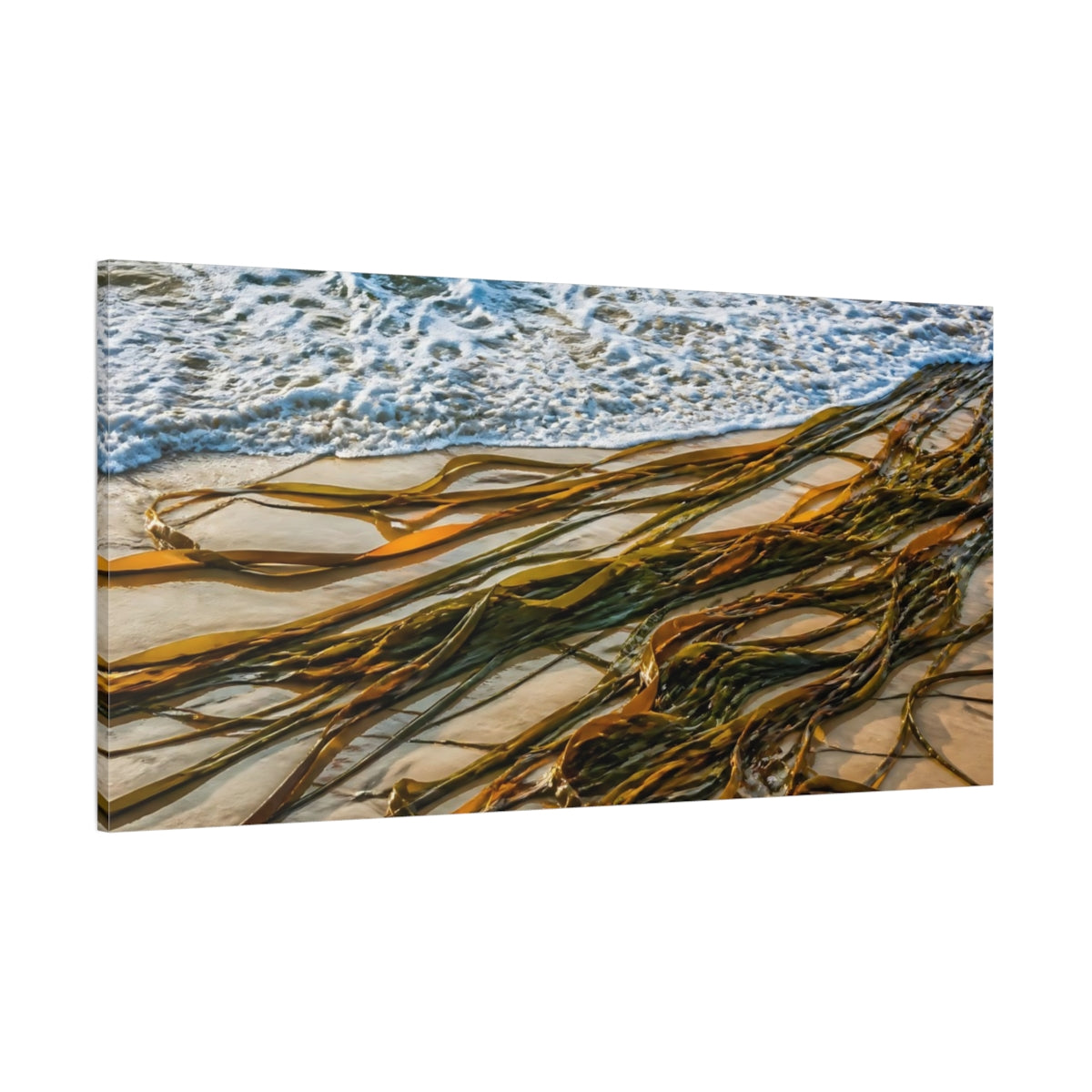 Side Mockup 2. Coastal Kelp Ribbons shown as canvas print