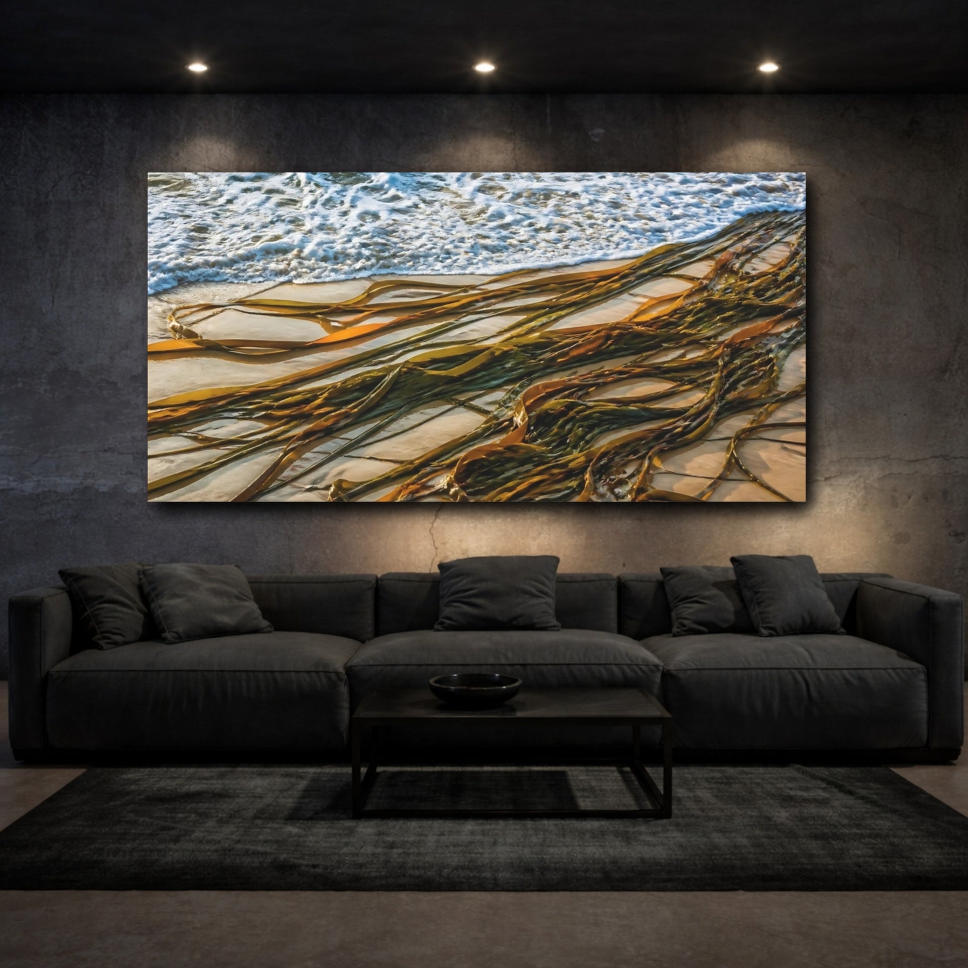 Mockup 3. Coastal Kelp Ribbons shown as canvas print
