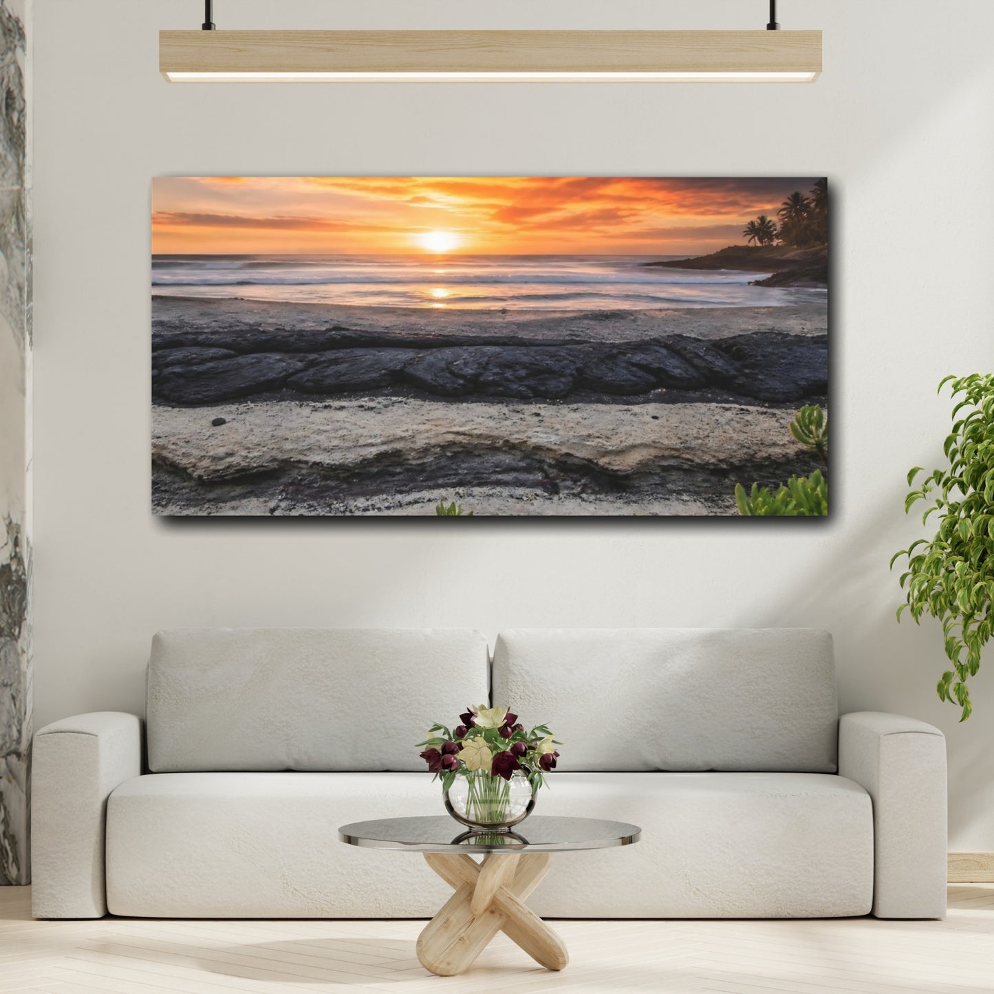 Mockup 2. Coastal Lava Seam Sunset shown as canvas print