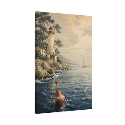Main Mockup. Coastal Lighthouse Buoy shown as canvas print