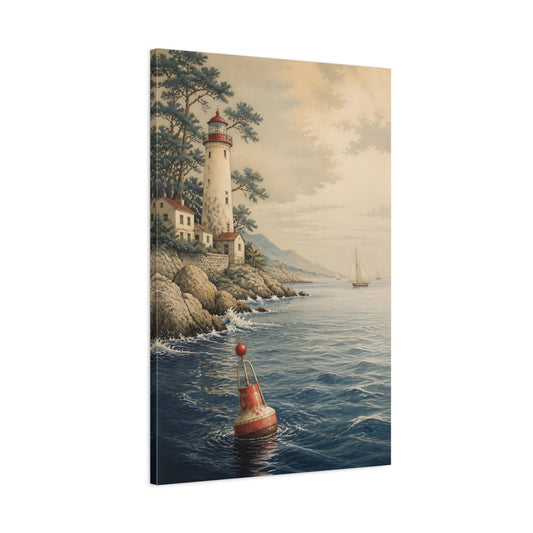 Main Mockup. Coastal Lighthouse Buoy shown as canvas print
