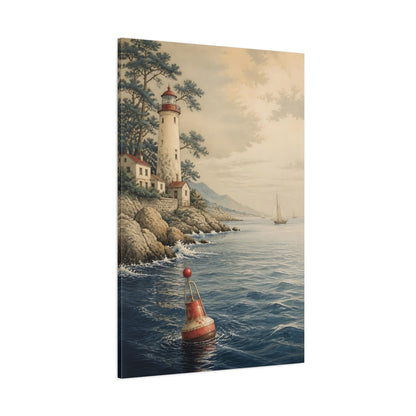Side Mockup 1. Coastal Lighthouse Buoy shown as canvas print