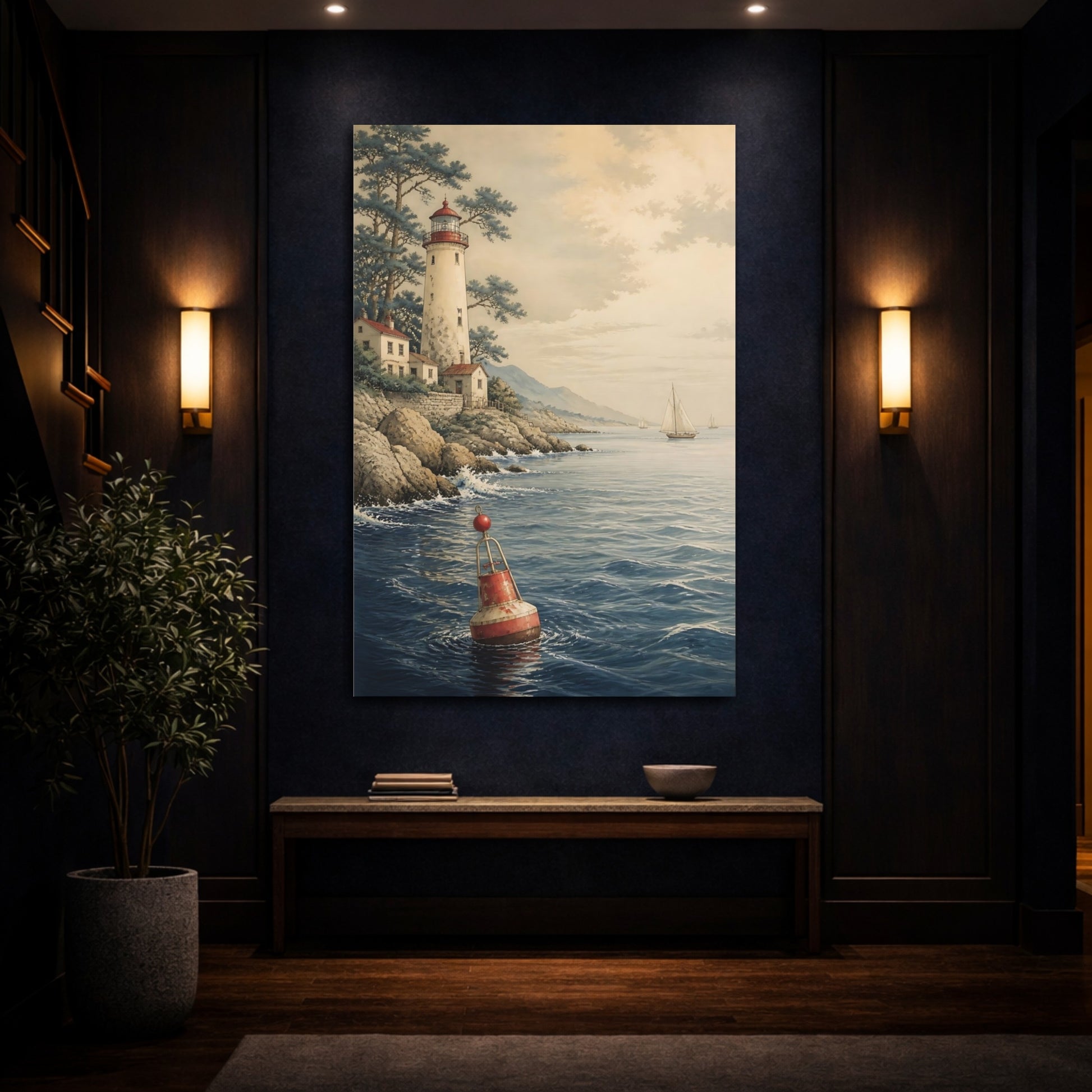 Mockup 4. Coastal Lighthouse Buoy shown as canvas print