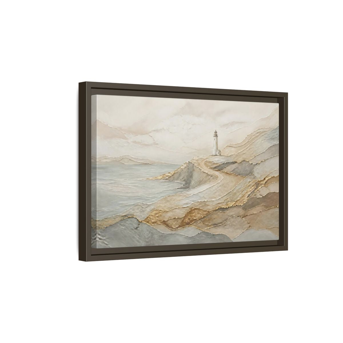 Side Mockup 5. Coastal Lighthouse Path shown as framed canvas print