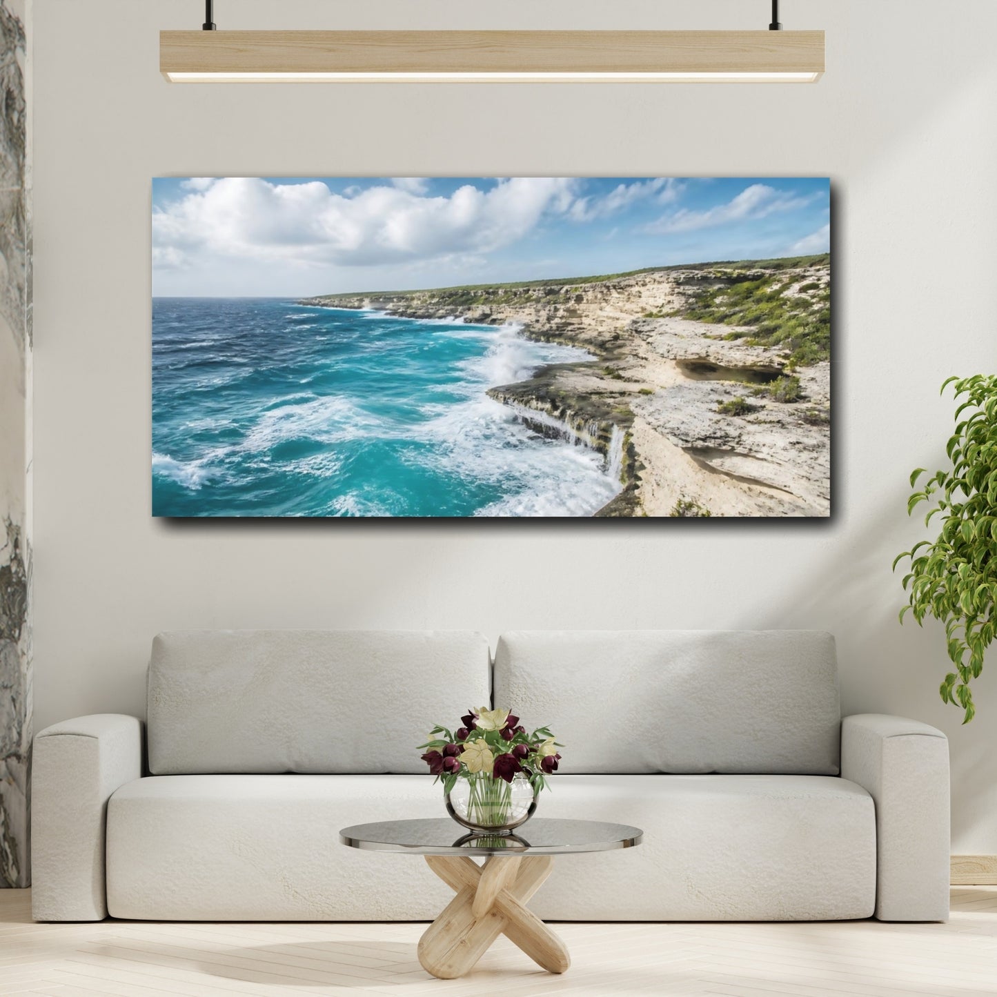 Mockup 2. Coastal Limestone Cliffs shown as canvas print