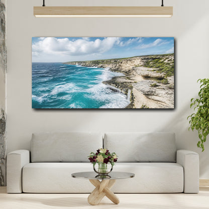 Mockup 2. Coastal Limestone Cliffs shown as canvas print