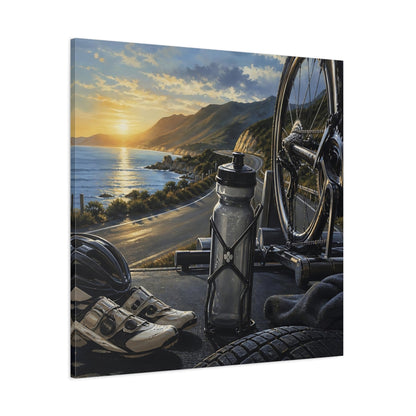 Side Mockup 1. Coastal Ride At Sunset shown as canvas print