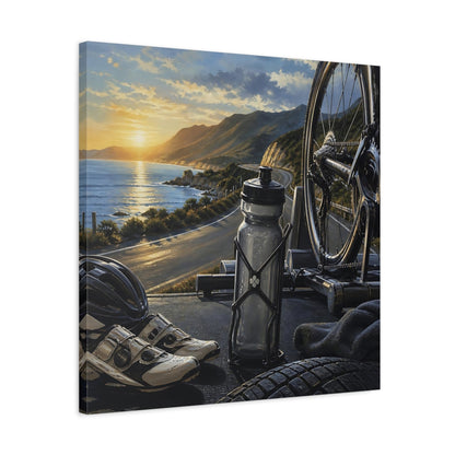 Side Mockup 4. Coastal Ride At Sunset shown as canvas print