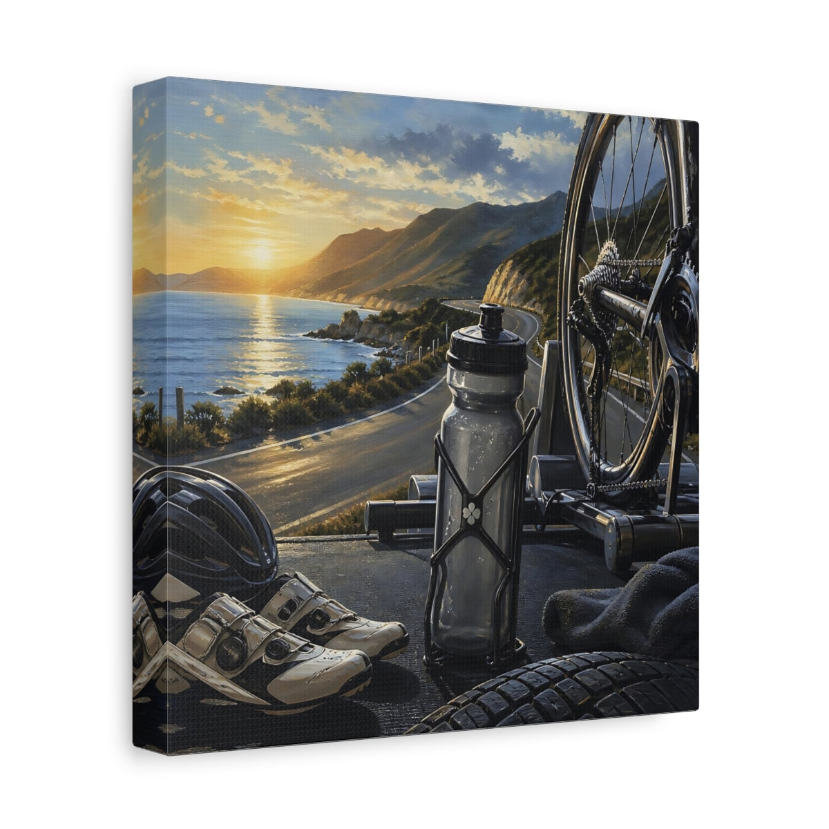 Side Mockup 9. Coastal Ride At Sunset shown as canvas print
